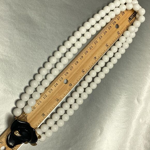 KJL for Avon Black Rose Double Strand White Bead Necklace - Picture 8 of 8